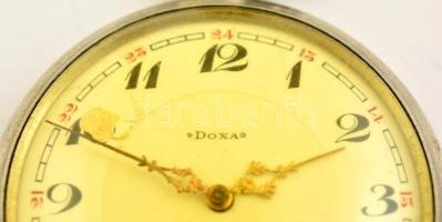 Sérült fém tokos Doxa zsebóra, lánccal, működik