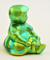 Zsolnay eozin mázas kislány, jelzett, kis kopásokkal, m: 8 cm