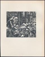 Frans Masereel (1889-1972): Kizsákmányolás, fametszet, papír, jelzett a metszeten, 13×11 cm