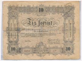1848. 10Ft Kossuth Bankó leragasztott fóliában T:IV Adamo G111