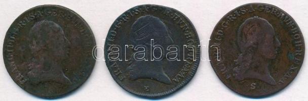 1800B 3kr Cu + 1800E 3kr Cu + 1800S 3kr Cu "I. Ferenc" T:2- k