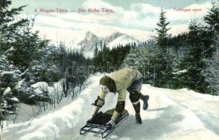 Tátra, Tobbogan sport télen / winter sport, tobbogan bobsleigh (fl)
