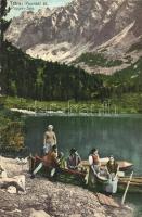 Tátra, Poprádi-tó, csónakkal indulók. Cattarino S. utóda Földes Samu kiadása / lake with boat
