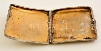 Ezüst(Ag) címeres cigarettatárca, jelzett, 7,5x8,5 cm, bruttó: 126,5 g
