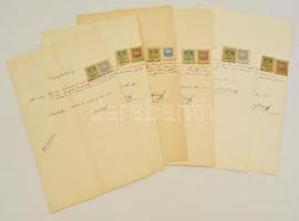 1903-1904 12 db okmánybélyeges irat elfogazásokkal