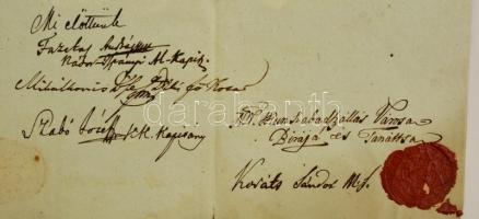 1836 Kiskunszabadszállás város szerződése városi bolt bérléséről . A városi elöljárók aláírásával és...