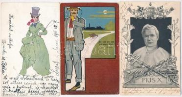 30 db RÉGI művész és üdvözlőlap,  vegyes minőség / 30 pre-1945 art and greeting motive cards, mixed ...