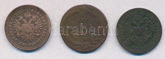1782B 1kr Cu "II. József" + 1851B 1kr Cu + Ausztria 1851A 1kr Cu T:2-