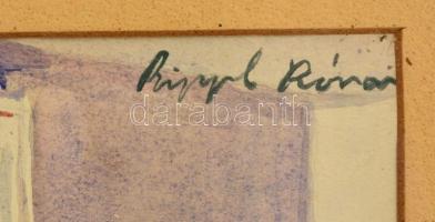 Rippl jelzéssel: Enteriőr. Akvarell, papír, üvegezett keretben, 24×17 cm