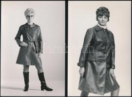 cca 1968 Manökenek, modellek bőr ruciban, 4 db vintage divatfotó, 17,5x11,5 cm