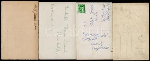 cca 1914 és 1954 között készült, kézzel színezett 4 db vintage fénykép, fotólap méretben, három feli...