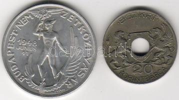 Magyarország 1946 BNV Alu emlékveret + BSZKRT 20 Ft bárca T: kiváló