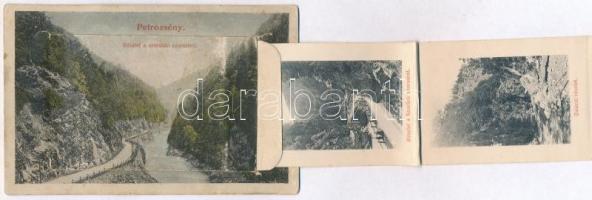 Petrozsény, Petrosani; Részlet a Szurduki-szorosból. leporellólap, benne: bányatelep, nyugati főtárn...