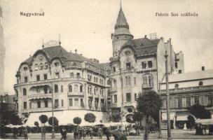 Nagyvárad, Oradea; Fekete Sas szálloda, Gyógyszertár, piac, üzletek / hotel, pharmacy, market, shops (EK)