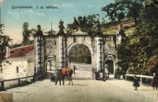 Gyulafehérvár, Karlsburg, Alba Iulia; 1. számú várkapu. Szerofin György kiadása / castle main gate (r)