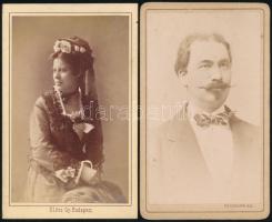 cca 1867 Ellinger Ede és Klösz György pesti műtermében készült 2 db vizitkártya méretű vintage fénykép, 10,5x6,5 cm