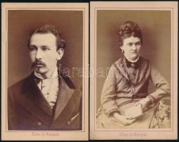 cca 1864 Klösz György pesti fényirdai műtermében készült 2 db vizitkártya méretű vintage fénykép, 10,5x6,5 cm