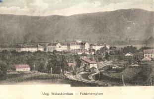 Fehértemplom, Ung. Weisskirchen, Bela Crkva; Vasútállomás, gőzmozdony / Bahnhof / railway station with locomotive (EK)