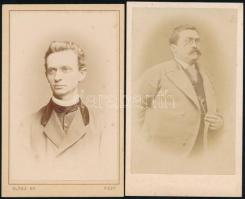 cca 1867 Budapesten és Bukarestben készített, vizitkártya méretű, 2 db jelzett vintage fénykép, 10,5x6,5 cm