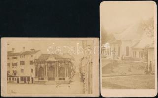 cca 1864 Szabadtéren készített, vizitkártya méretű, 2 db vintage fénykép, 6x10,5 cm és 10x6 cm