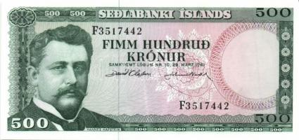 Izland 1961. 10K, 25K, 100K, 500K, 1000K, 5000K teljes sor! T:I
