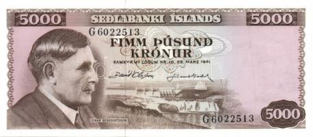 Izland 1961. 10K, 25K, 100K, 500K, 1000K, 5000K teljes sor! T:I