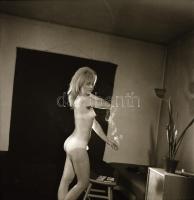 cca 1974 Műtermi aktfelvételek, 8 db szolidan erotikus negatív, 6x6 cm