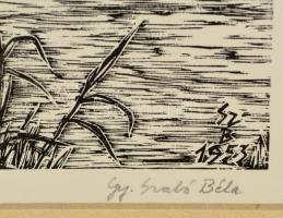 Gy. Szabó Béla (1905-1985): Vitorlázók, fametszet, papír, paszpartuban, üvegezett fa keretben, 33×26...