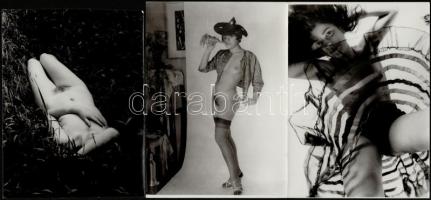 cca 1979 Modellek castingon, 13 db szolidan erotikus vintage fénykép, 9x12 cm és 13x18 cm között