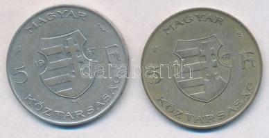 1947. 5Ft Ag "Kossuth" (2x) T:2-,3