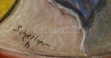 Scheiber jelzéssel: Kalapos férfi. Pasztell, papír, üvegezett keretben, 62×45 cm