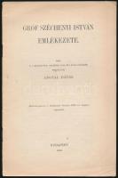 1910 Angyal Dávid: Gróf Széchenyi István emlékezete. Különlenyomat a Budapesti Szemle 1910. évi májusi számából. Tűzött papírkötésben, jó állapotban.