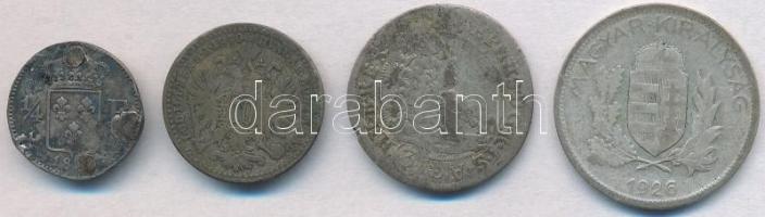 4db-os vegyes magyar és külföldi rossz tartású ezüstpénz tétel T:3 lyuktömött
4pcs of various silve...
