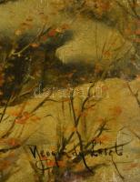 Neogrády jelzéssel: Téli patak. Olaj, papír-karton, sérült, 37×53 cm