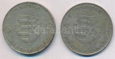 1947. 5Ft Ag "Kossuth" (2x) T:2-