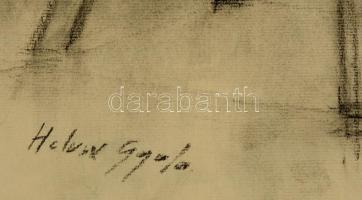 Halvax jelzéssel: Ülő férfi akt. Szén, papír, 65×50 cm