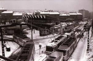 Budapest, villamosok a Moszkva téren, 4 db szabadon felhasználható vintage negatív, 24x36 mm