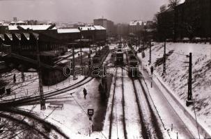 Budapest, villamosok a Moszkva téren, 4 db szabadon felhasználható vintage negatív, 24x36 mm