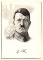 Adolf Hitler. Art postcard 1938 Tag des Grossdeutschen-Reichs So. Stpl (EK)