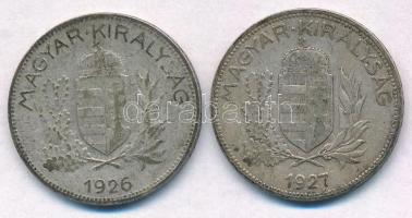 1926-1927. 1P Ag (2x) T:2-,3 patina