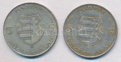 1947. 5Ft Ag "Kossuth" (2x) T:2-,3 patina