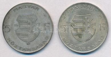 1947. 5Ft Ag "Kossuth" (2x) T:2-,3 patina