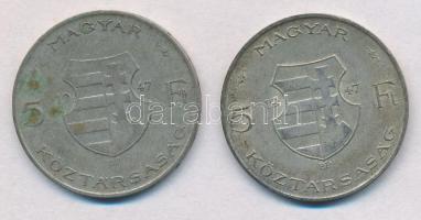 1947. 5Ft Ag "Kossuth" (2x) T:2-,3