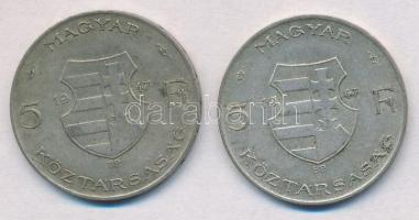 1947. 5Ft Ag "Kossuth" (2x) T:2-,3