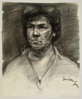 Szobotka jelzéssel: Női portré. Szén, papír, 52×44 cm