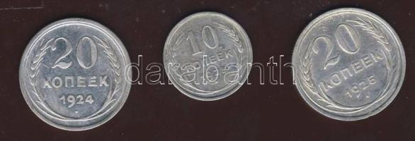 Szovjetunió 1925. 10K Ag T:3+ + 1924. 20K Ag T:3+ 1925. 20K Ag T:3+