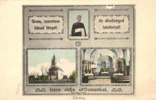 Zákány, Római katolikus tmeplom, belső. Vallásos montázs pappal. Art Nouveau (felületi sérülés / surface damage)