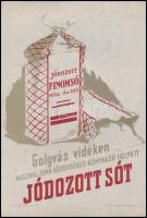 cca 1950 Maklári Ernő (?-?): Jódozott só reklám villamos plakát, 24x16,5 cm