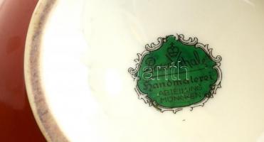 Rosenthal porcelán váza, kézzel festett, jelzett, kopásokkal, m: 16,5 cm