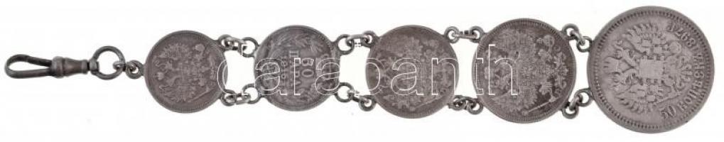 Orosz Birodalom 1897. 50k Ag + 1909. 10k Ag + 1914. 15k Ag + 20k Ag + Szerbia 1915. 50p Ag mind fém ...